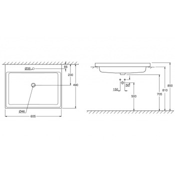 Vannas istabas izlietne Grohe Cube 61x49 cm, ar PureGuard apdari, Balta 3947900H