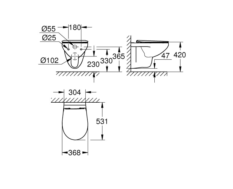 Подвесной унитаз Grohe Bau Ceramic с крышкой белый