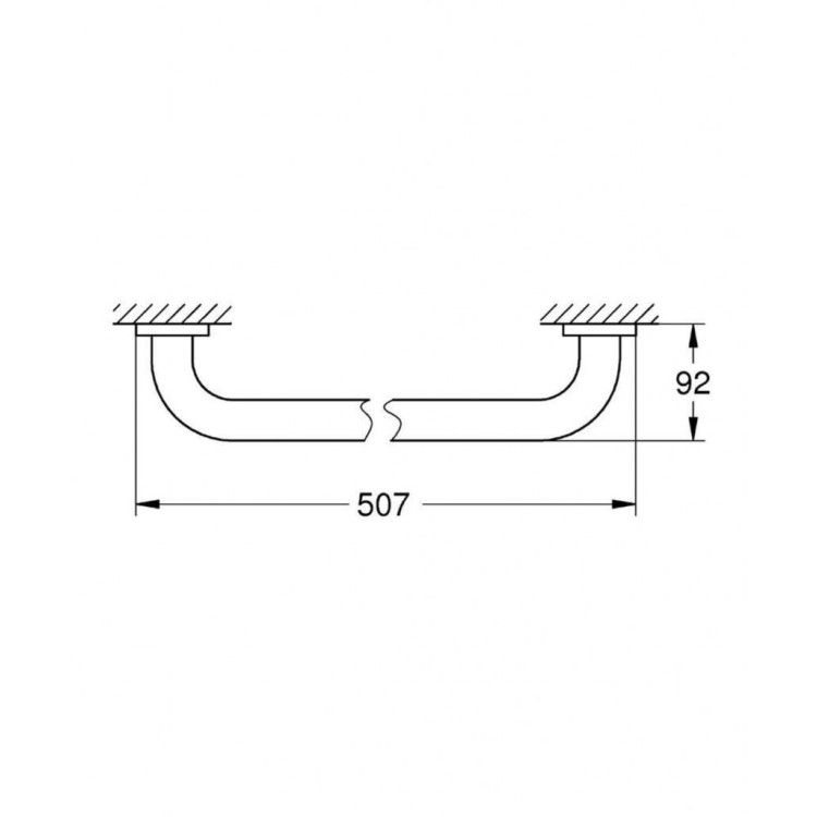 Rokturis Vannas istabai GROHE Essentials 507mm StarLight® apdare, Hromēts 40793001 Rokturis Vannas istabai GROHE Essentials 507mm StarLight® apdare, Hromēts 40793001