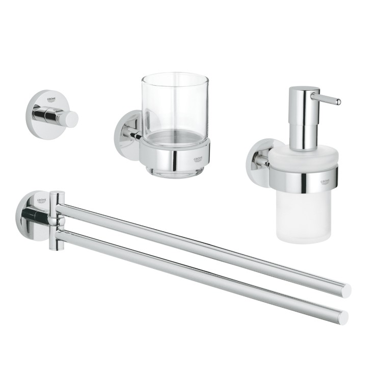 Aksesuāru komplekts Grohe Essentials StarLight® apdare, hromēts 40846001 Aksesuāru komplekts Grohe Essentials StarLight® apdare, hromēts 40846001