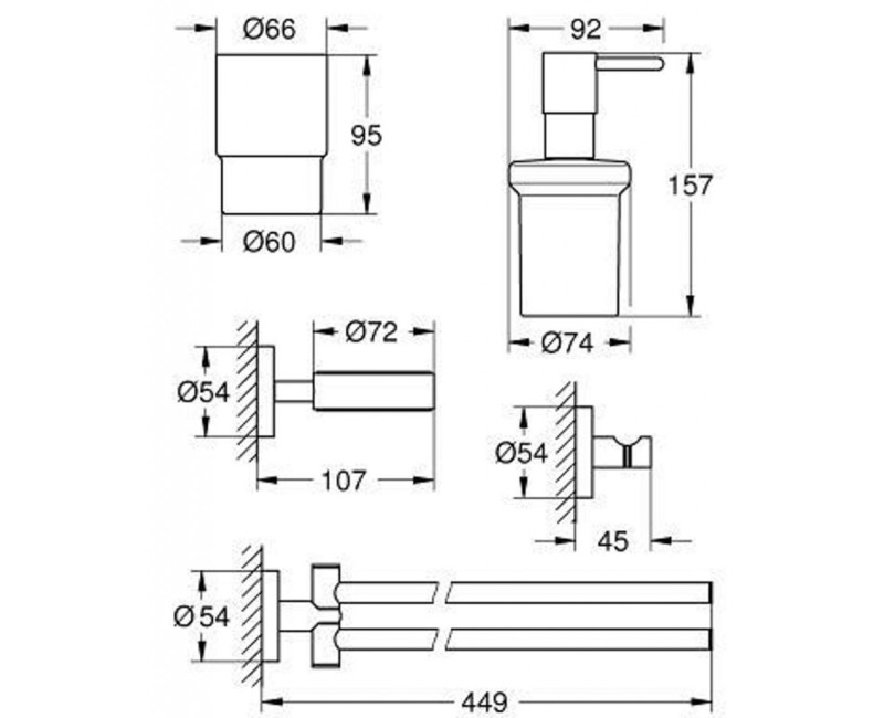 Набор аксессуаров Grohe Essentials, отделка StarLight®, хром 40846001