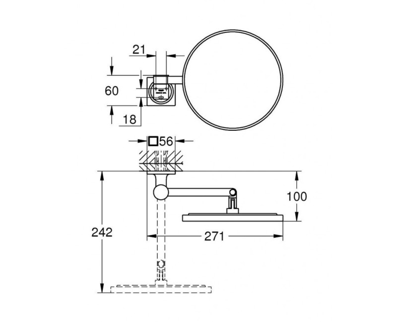 Косметическое зеркало Hansgrohe AddStoris со LED подсветкой, Cool Sunrise 40967GL1