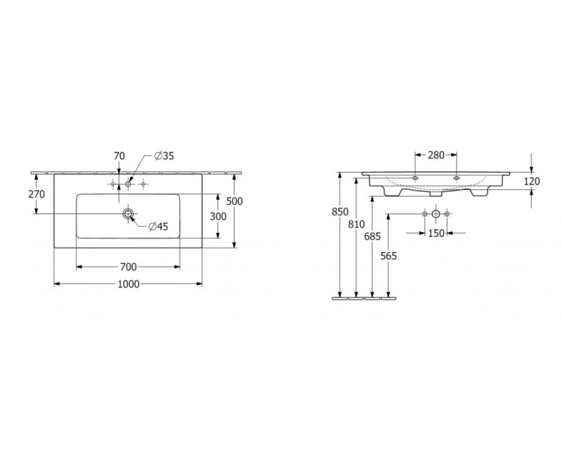 Vannas istabas izlietne Villeroy & Boch Venticello 100x50cm ar CeramicPlus apdari, Balta 4104ALR1
