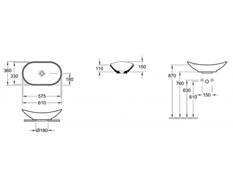 Vannas istabas izlietne Villeroy & Boch My Nature  61x36cm uz virsmas, Balta