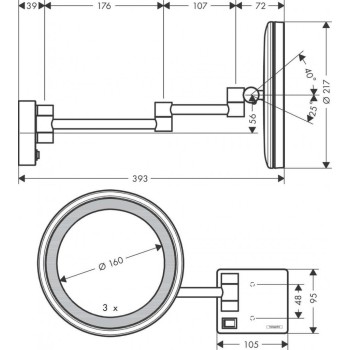 Косметическое зеркало Hansgrohe AddStoris со LED подсветкой, полированное золото 41790990