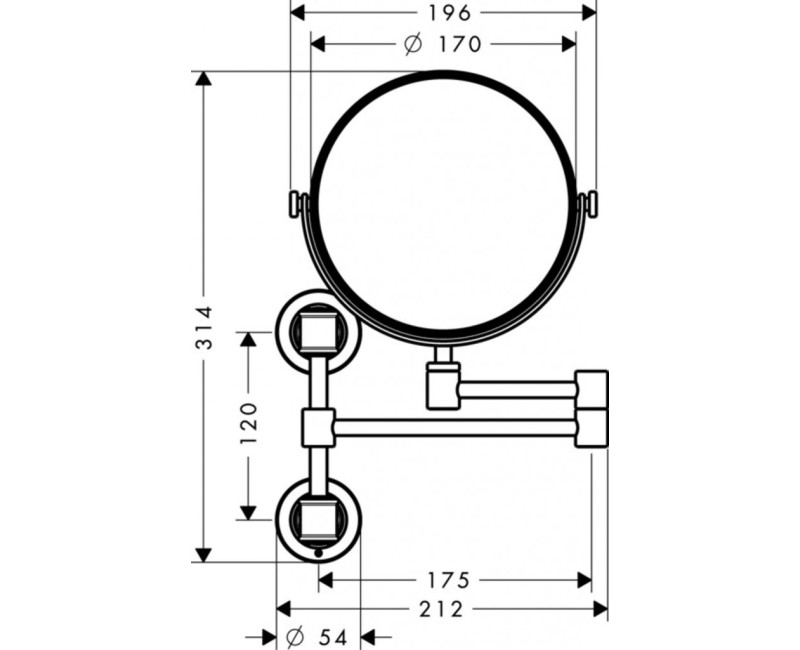 Косметическое зеркало Axor Montreux изогнутое, полированный никель 42090820
