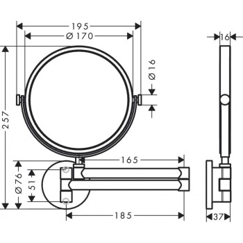 Зеркало косметическое Axor Universal Circular настенное, хром 42849000
