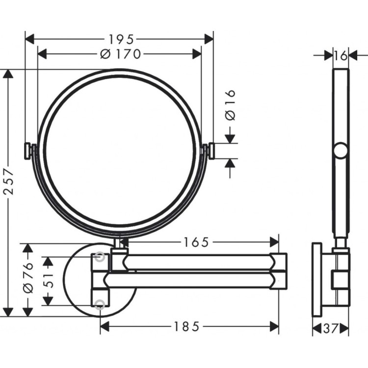 Зеркало косметическое Axor Universal Circular настенное, хром 42849000 Зеркало косметическое Axor Universal Circular настенное, хром 42849000