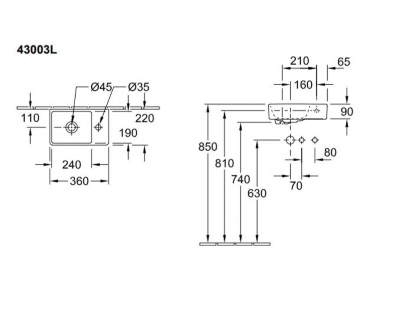 Vannas istabas izlietne Villeroy & Boch Avento 36x22cm, Balta