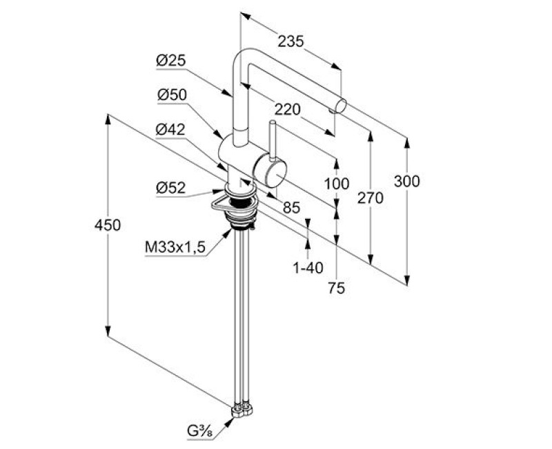 Смеситель для кухни Kludi-L STEEL Stainless Steel Brushed 45803F877