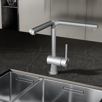 Смеситель для кухни Kludi-L STEEL Выдвижной Stainless Steel Brushed 45851F877