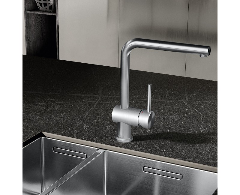 Смеситель для кухни Kludi-L STEEL Выдвижной Stainless Steel Brushed 45851F877