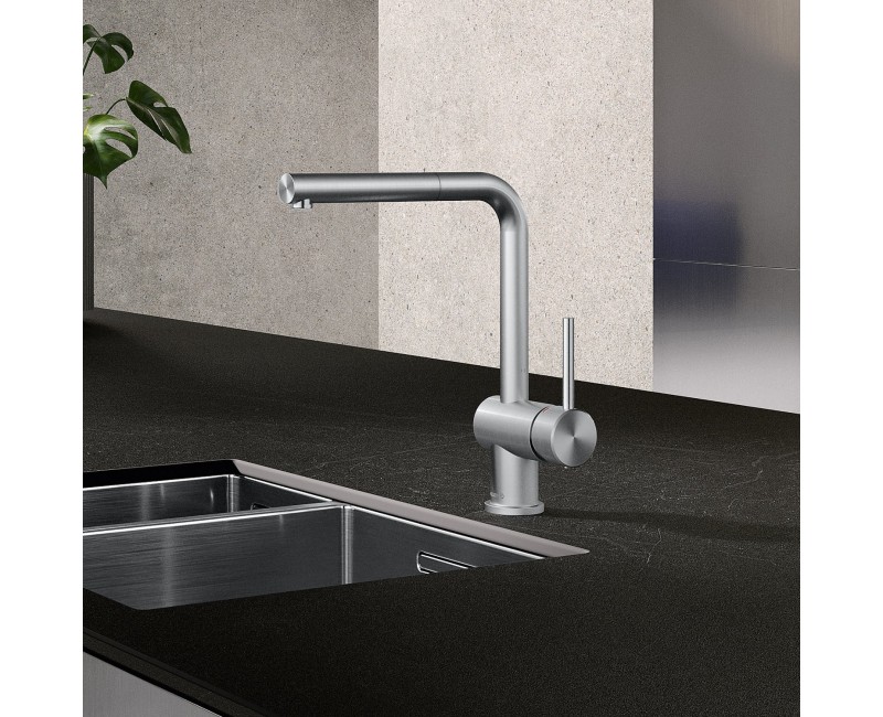 Смеситель для кухни Kludi-L STEEL Выдвижной Stainless Steel Brushed 45851F877