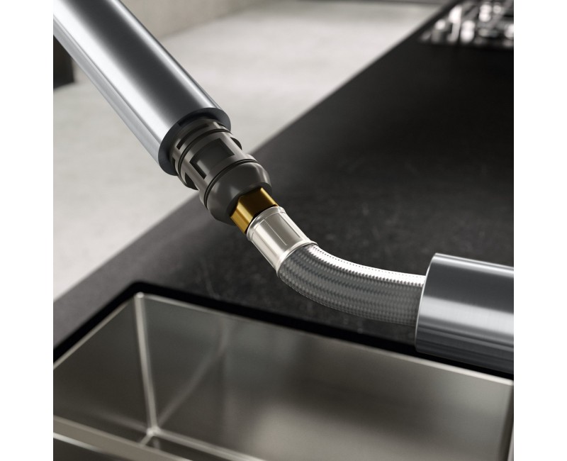 Смеситель для кухни Kludi-L STEEL Выдвижной Stainless Steel Brushed 45851F877