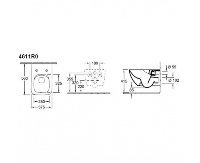 Piekaramais pods Villeroy & Boch Venticello CeramicPlus DirectFlush Rimfree, AquaReduct skalošana, Bez vāka, Balts 4611R0R1
