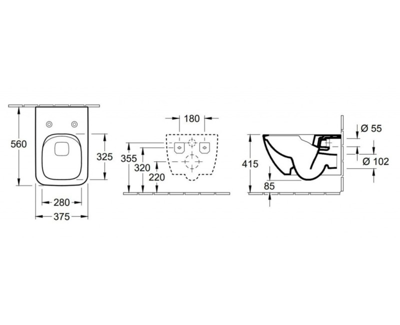 Подвесной унитаз Villeroy & Boch Venticello CeramicPlus DirectFlush Rimfree, смыв AquaReduct, без крышки, белый 4611R0RW