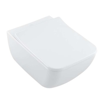 Подвесной унитаз Villeroy & Boch Collaro CeramicPlus DirectFlush Rimfree, смыв AquaReduct, с крышкой SoftClose Slim, белый 4626RSR1
