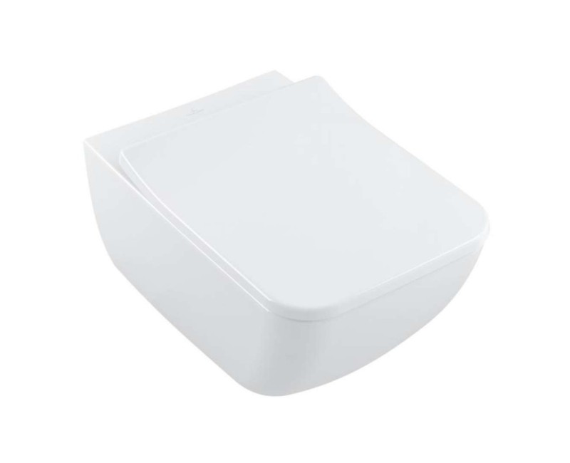 Piekaramais pods Villeroy & Boch Collaro  CeramicPlus DirectFlush Rimfree, AquaReduct skalošana, Ar SoftClose Slim vāku, Balts 4626RSR1