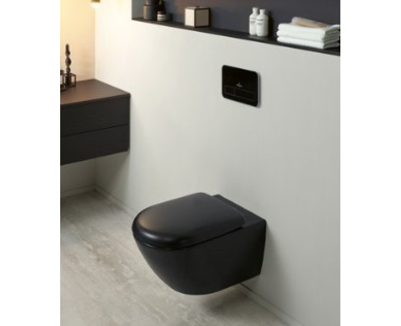 Подвесной унитаз Villeroy & Boch Antao CeramicPlus, TitanGlaze, TwistFlush Rimfree Black