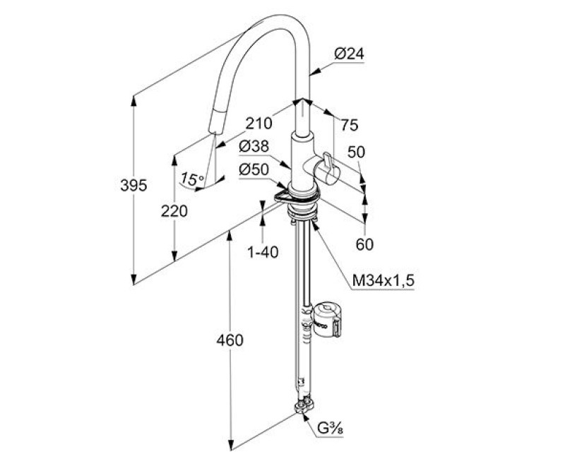 Смеситель для кухни KLUDI-BINGO STAR XS выдвижной Хром/Белый Матовый 468519378