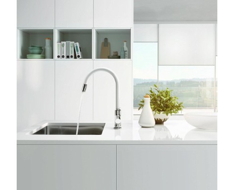 Смеситель для кухни KLUDI-BINGO STAR XS выдвижной Хром/Белый Матовый 468519378