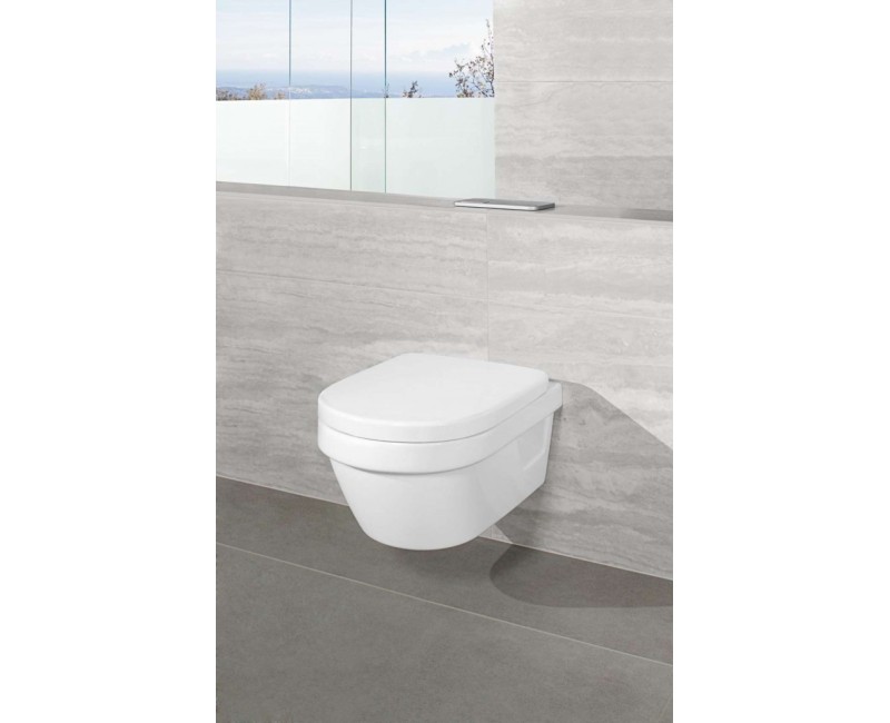 Piekaramais pods Villeroy & Boch Architectura CeramicPlus DirectFlush Rimfree Skalošana, vāks ar SoftClose, Balts 4687HRR1