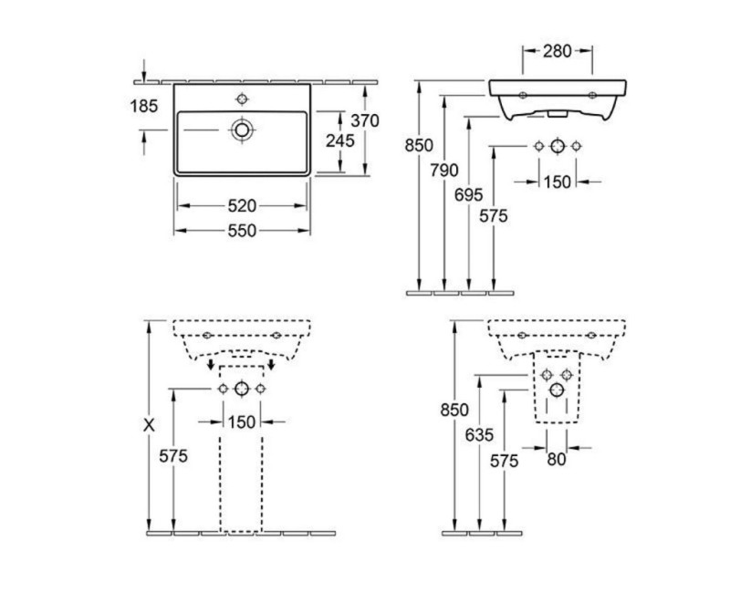 Раковина для ванной комнаты Villeroy & Boch Avento, раковина 55x37 см, с покрытием CeramicPlus, белая 4A0055R1