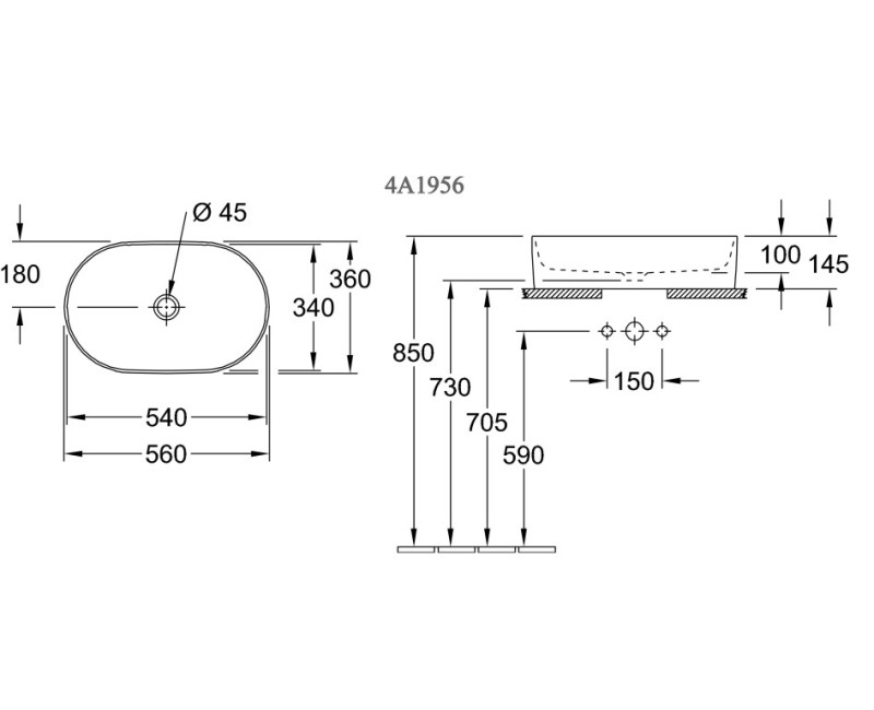 Раковина для ванной Villeroy & Boch Collaro, накладная, белая