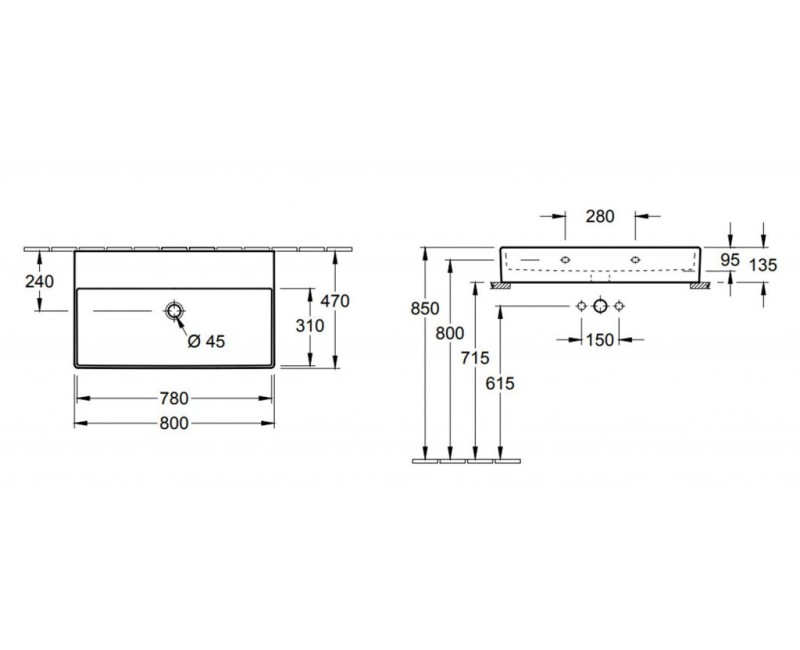 Vannas istabas izlietne Villeroy & Boch Memento 2.0, 80x47cm, TitanCeram keramika ar CeramicPlus apdari, Balta 4A228FR1