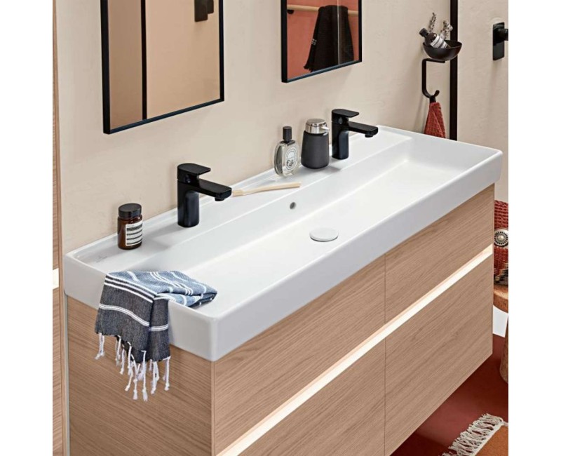 Раковина для ванной Villeroy & Boch Collaro 120x47 см, керамика TitanCeram с покрытием CeramicPlus, двойная, цвет «белый камень» 4A33C4RW