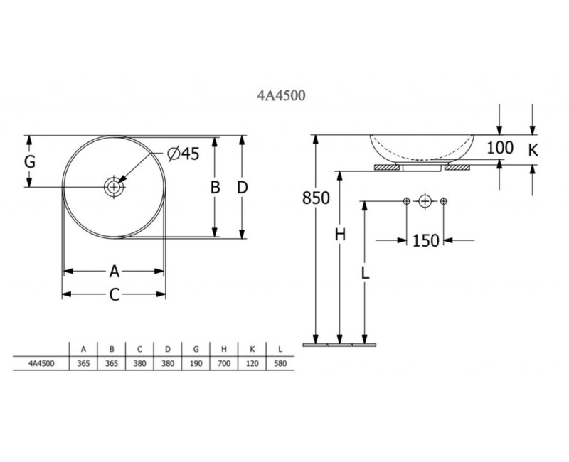 Vannas istabas izlietne Villeroy & Boch Loop&Friends uz virsmas D38cm, Balta