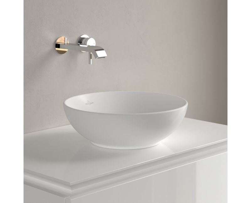 Vannas istabas izlietne Villeroy & Boch Loop&Friends D38cm TitanCeram keramika ar CeramicPlus apdari, Uz Virsmas, Akmens Balta 4A4500RW