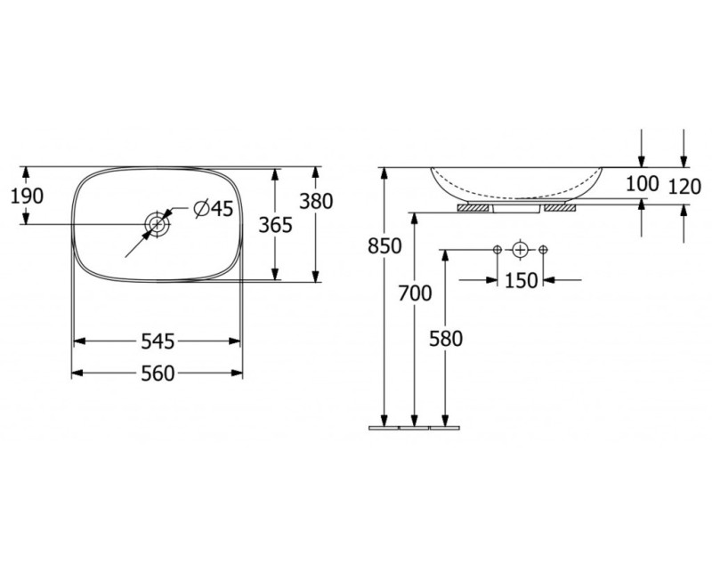 Vannas istabas izlietne Villeroy & Boch Loop&Friends, 56x38cm TitanCeram CeramicPlus keramika, Balta 4A4900R1