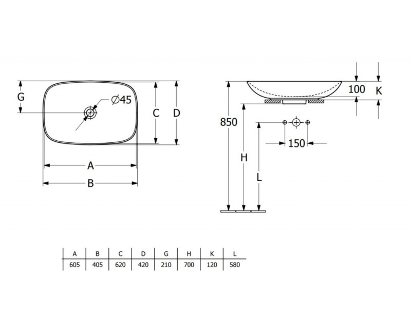 Vannas istabas izlietne Villeroy & Boch Loop&Friends CeramicPlus 62x42cm uz virsmas, Balta