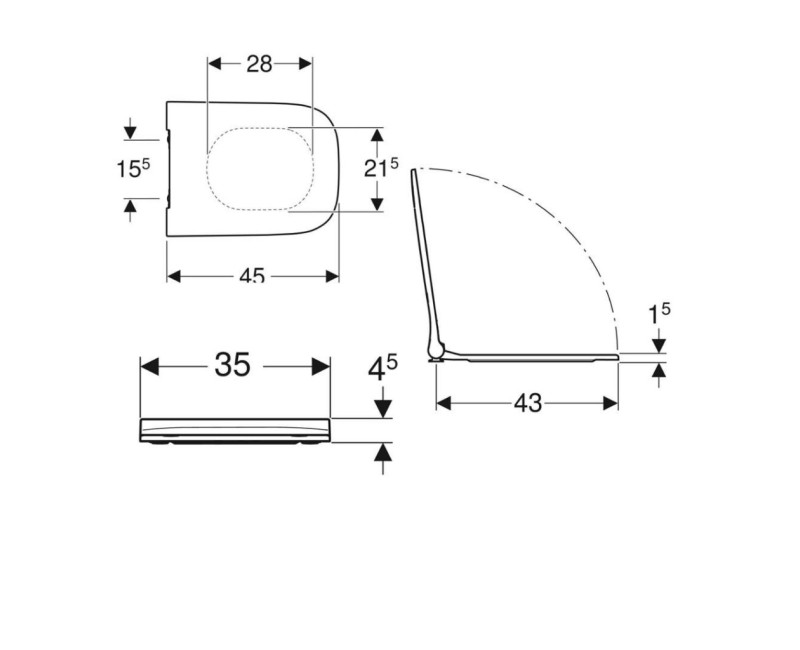 Кришка для унитаза Geberit Smyle Square с функцией SoftClose, белое 500.240.01.1