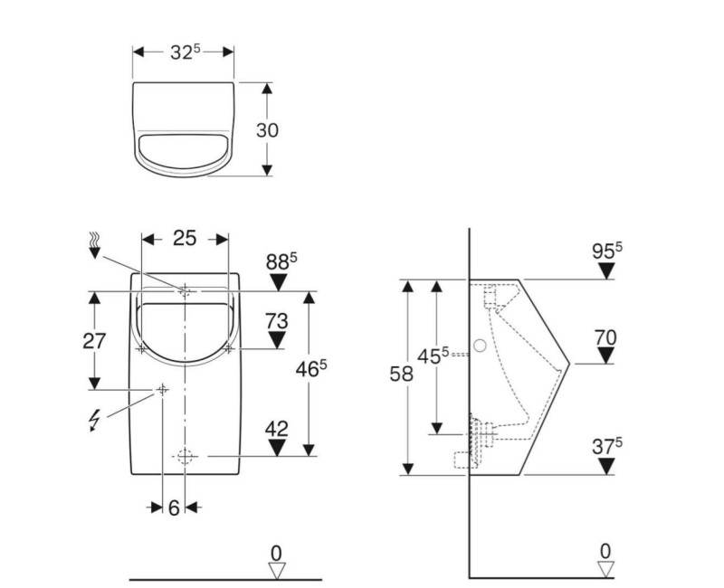 Писсуар Geberit Smyle, задний подвод, белый