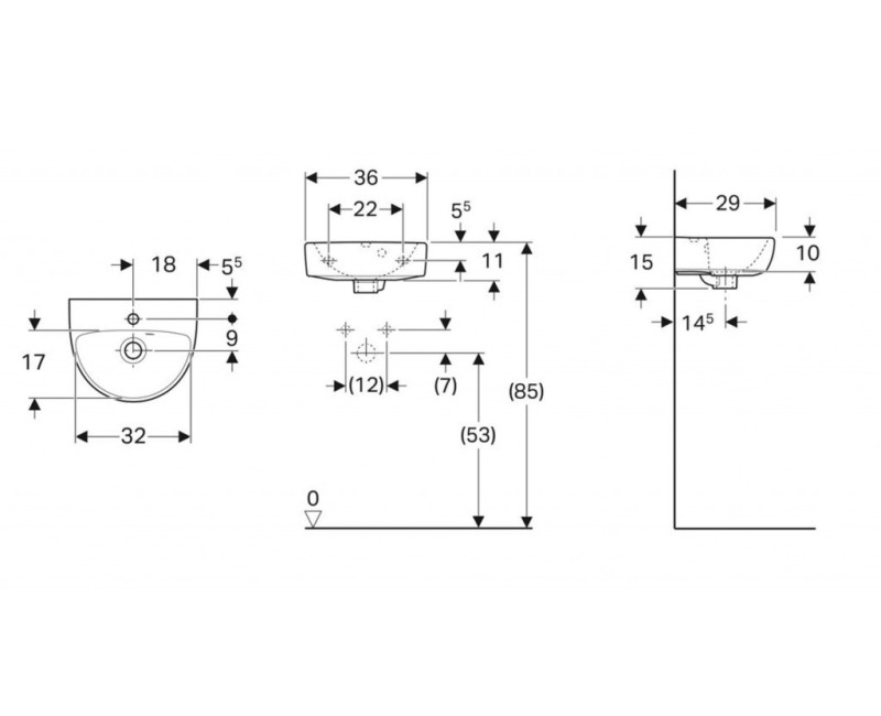 Раковина для ванной Geberit Selnova 36x29 см Белый 500.320.01.7