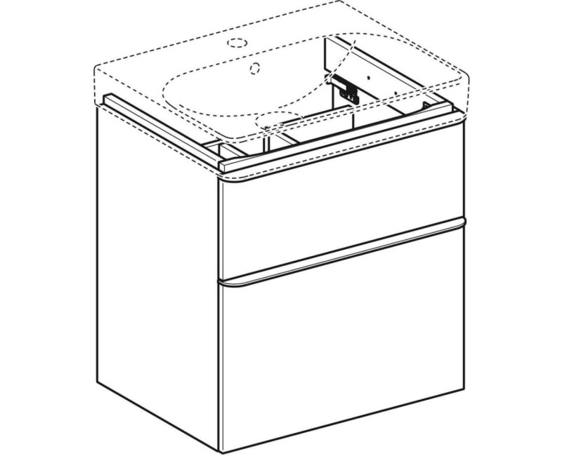 Vannas istabas skapītis Geberit Smyle Square 58x47x62cm, (Bez izlietnes) 2 atvilknes Balts Matēts 500.352.00.1