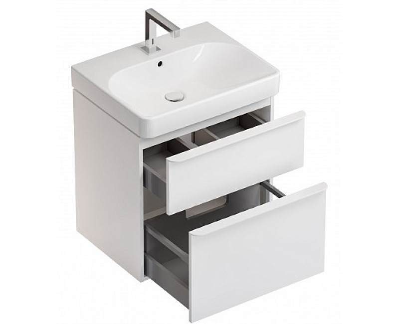 Vannas istabas skapītis Geberit Smyle Square 58x47x62cm, (Bez izlietnes) 2 atvilknes Balts Matēts 500.352.00.1