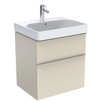 Шкафчик под раковиной Geberit Smyle Square 58x47x62 см, (без раковины) 2 ящика, песочно-серый 500.352.JL.1