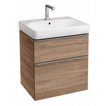 Шкафчик под раковиной Geberit Smyle Square 58x47x62см, (без раковины) 2 ящика, орех 500.352.JR.1