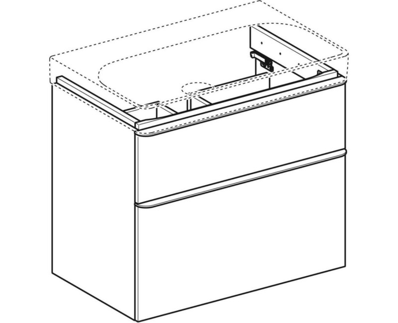Шкафчик под раковиной Geberit Smyle Square 73x47x62см, (без раковины) 2 ящика, орех 500.353.JR.1