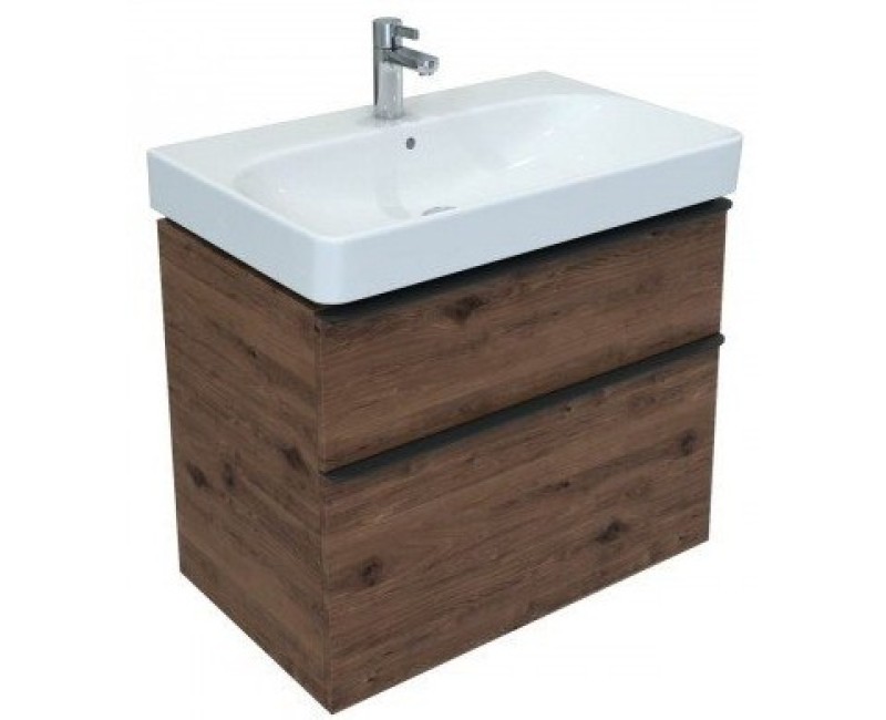 Шкафчик под раковиной Geberit Smyle Square 73x47x62см, (без раковины) 2 ящика, орех 500.353.JR.1