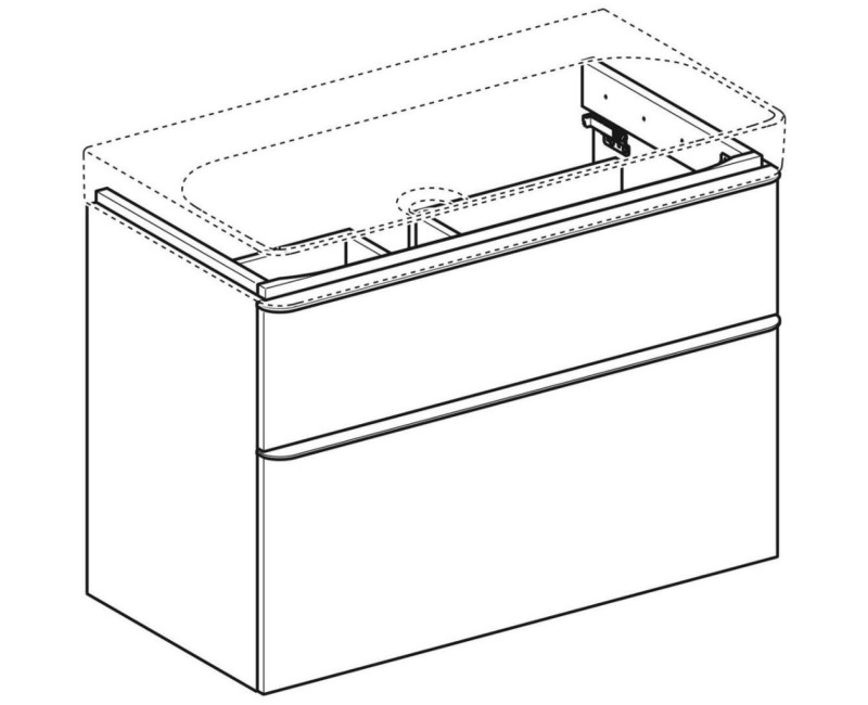 Vannas istabas skapītis Geberit Smyle Square 88x47x62cm, (Bez izlietnes) 2 atvilknes, Balts 500.354.00.1