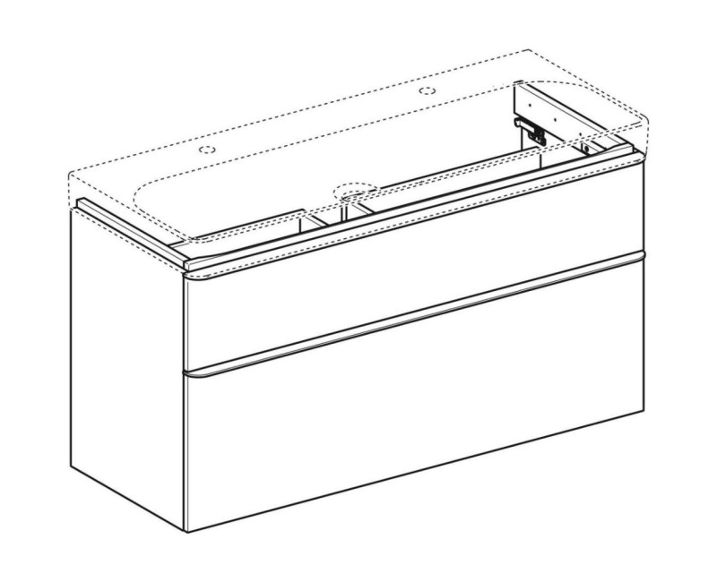 Шкафчик под раковиной Geberit Smyle Square 118x47x62см, (без раковины) 2 ящика, песочно-серый 500.355.JL.1