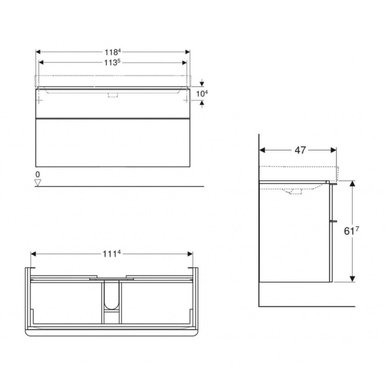 Vannas istabas skapītis Geberit Smyle Square 118x47x62cm, (Bez izlietnes) 2 atvilknes, Pelēks 500.355.JK.1 Vannas istabas skapītis Geberit Smyle Square 118x47x62cm, (Bez izlietnes) 2 atvilknes, Pelēks 500.355.JK.1