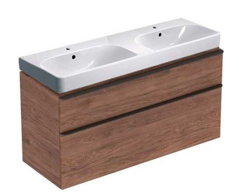 Шкафчик под раковиной Geberit Smyle Square 118x47x62см, (без раковины) 2 ящика, орех 500.356.JR.1