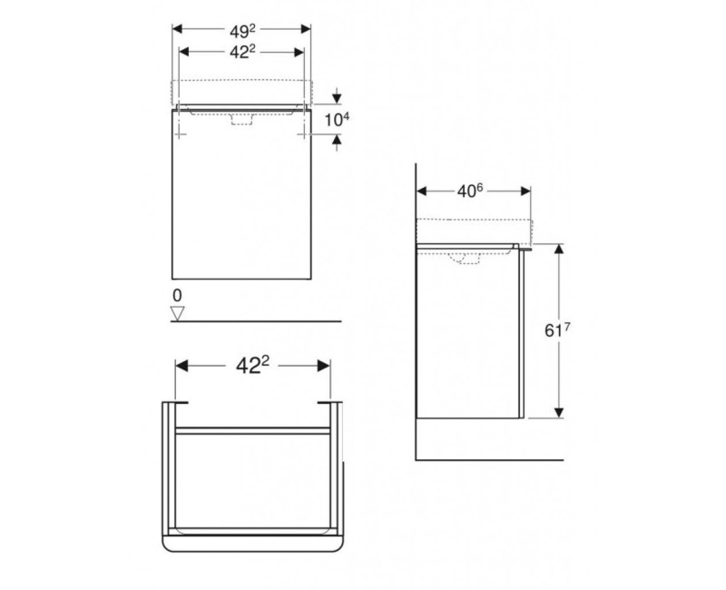 Шкафчик под раковиной GEBERIT Smyle Square 49x41x62см (без раковины) Белый 500.364.00.1