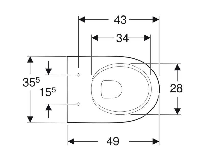 Piekaramais pods Geberit Selnova Rimfree, Bez vāka Balts 500.377.01.2