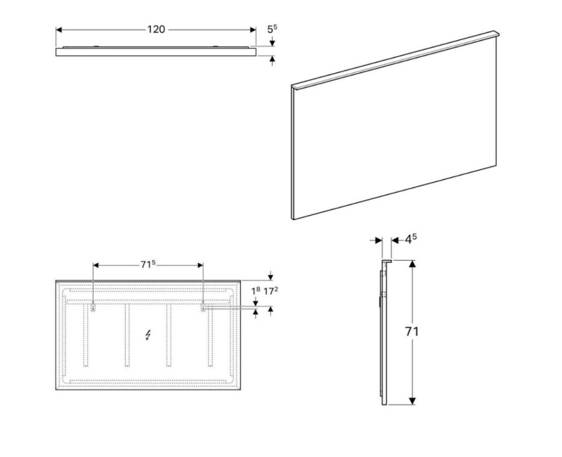 Зеркало для ванной Geberit Xeno 2 со LED подсветкой, с подогревом, 120x71см 500.519.00.1
